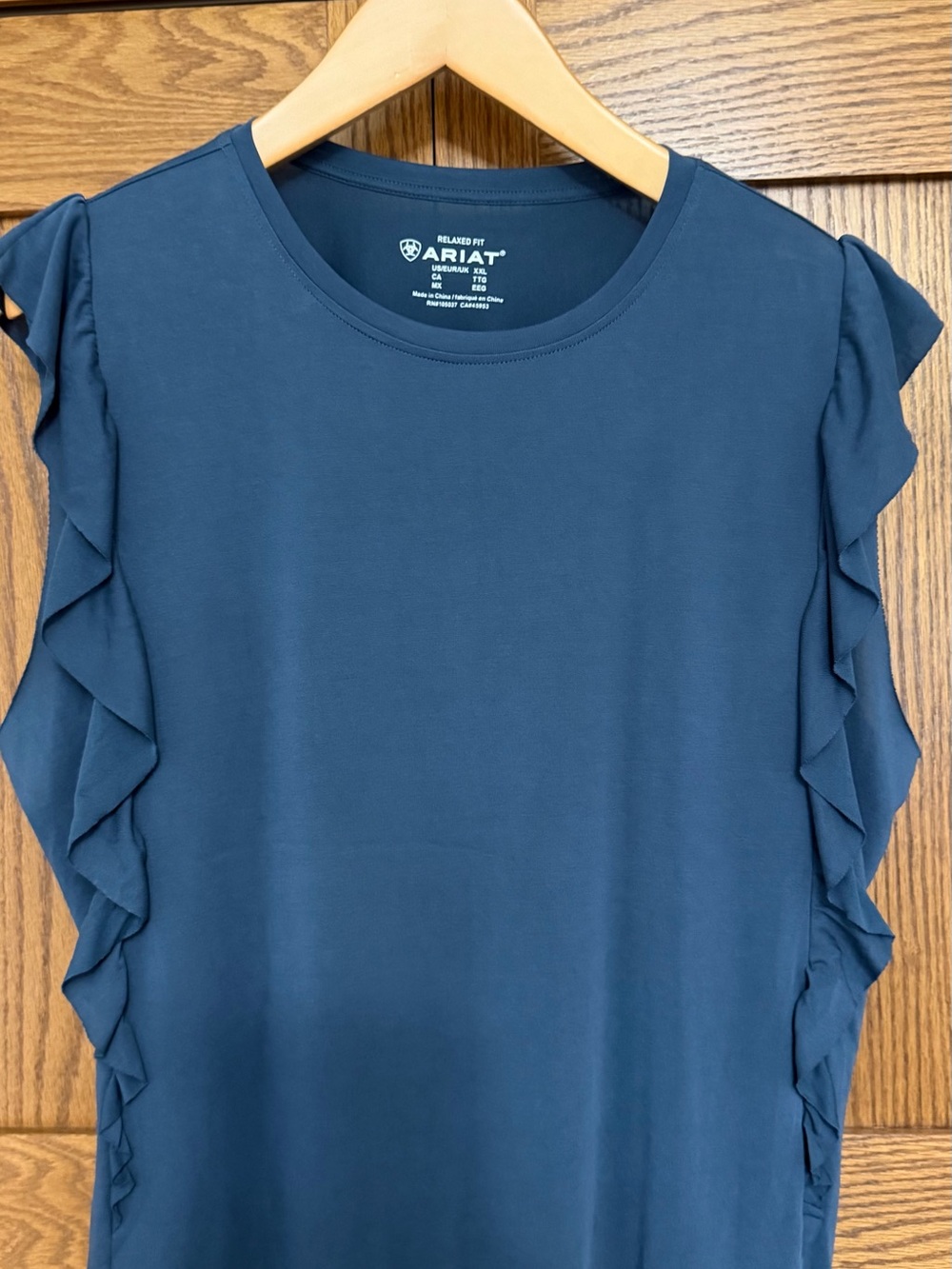 Ariat Teal-Blue Ruffle Sleeve Crew Tee